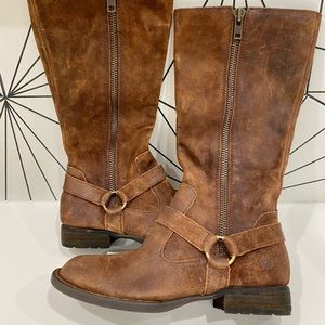 New BORN Delall Brown Distressed Suede Riding Boot